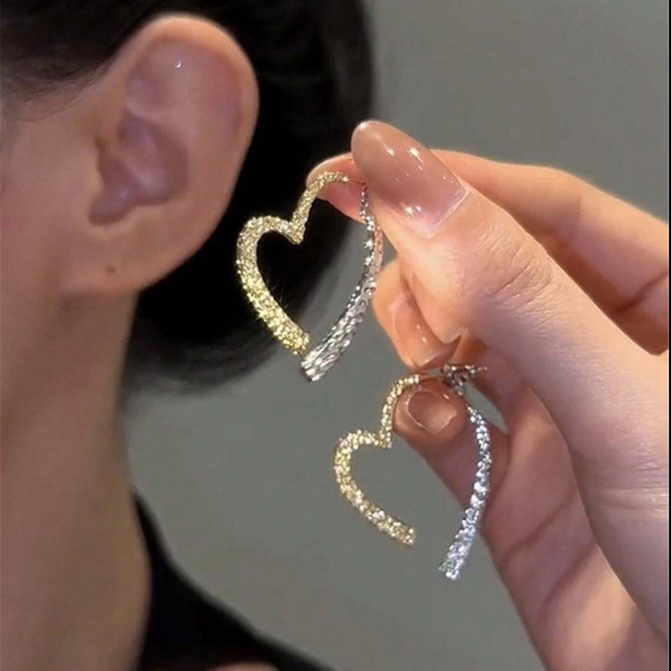 Radiant Heart-Shaped Sparkle Earrings